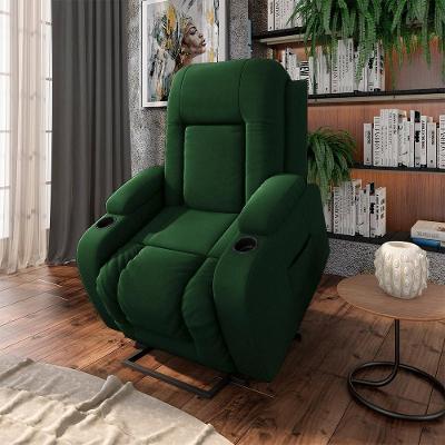 Poltrona Reclinável Elétrica Lift Crihs G23 Veludo Verde Esmeralda Gran Belo