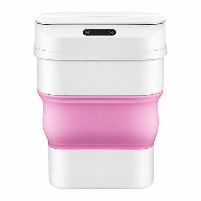 Lixeira Automática Dobrável com Sensor Rosa Plástico para Banheiro Cheguei BR