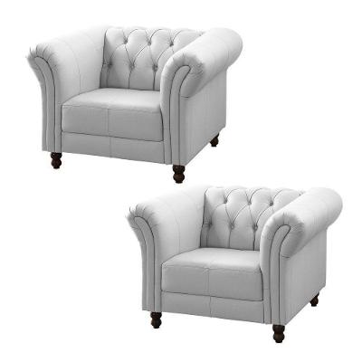 Kit 2 Poltronas Decorativa Maggiorecouro Branco G58 em Couro para Sala de Estar Gran Belo