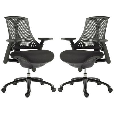 Kit 2 Cadeiras para Escritório Nagoh Office G56 Executiva Pu Base Giratória Preto Gran Belo