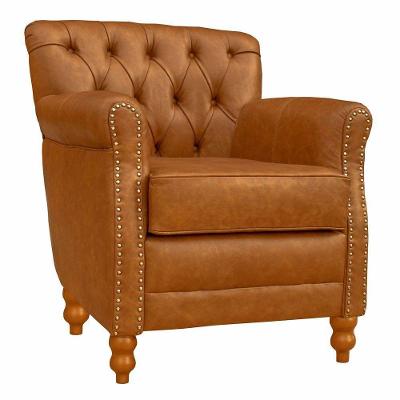 Poltrona Decorativa Níger G58 Sala de Estar Couro Mel com Espuma D-26 Gran Belo