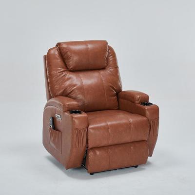 Poltrona Reclinável Elétrica Vector G94 com Massagem Aquecimento Pu Caramelo Gran Belo