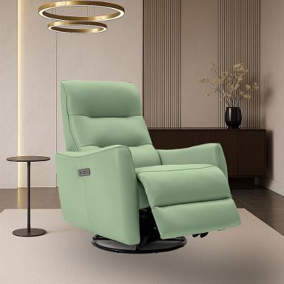 Poltrona Reclinável Elétrica Plaza G43 em Couro Verde Claro com Usb Gran Belo