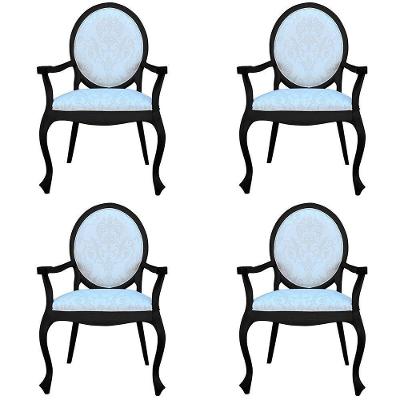 Kit 4 Poltronas Decorativas Adrie Sala de Estar Sarja Bege-preto Fosco Gran Belo
