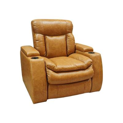 Poltrona Reclinável Elétrica Yellowstone G86 em Couro com Led Caramelo Gran Belo