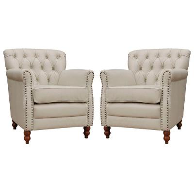 Kit 2 Poltronas Decorativas Níger G58 Couro Off White para Sala de Estar Gran Belo