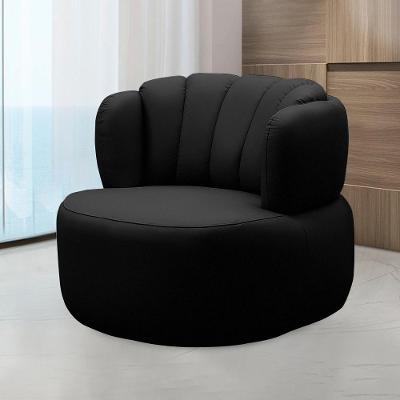 Poltrona Decorativa Mariele G88 Sala de Estar Couro Preto Base Giratória em Aço Gran Belo