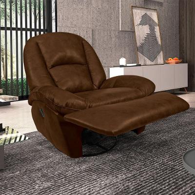 Poltrona Carrie G40 Reclinável Retrátil Manual Glider Couro Manchado Marrom Chocolate Gran Belo