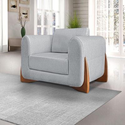 Poltrona Buzz G63 Sala de Estar Linho Confortável Cinza Rustico Gran Belo
