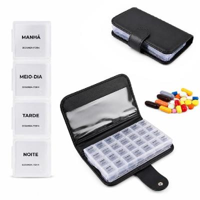 Porta Organizador de Comprimidos Yeet para Medicamentos 28 Compartimentos Preto