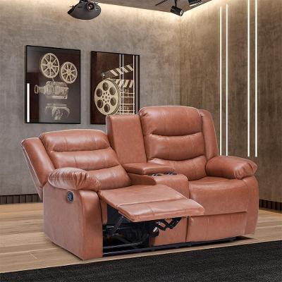 Poltrona 2 Lugares Hollywood G94 Reclinável com Aquecimento Massagem Pu Caramelo Gran Belo