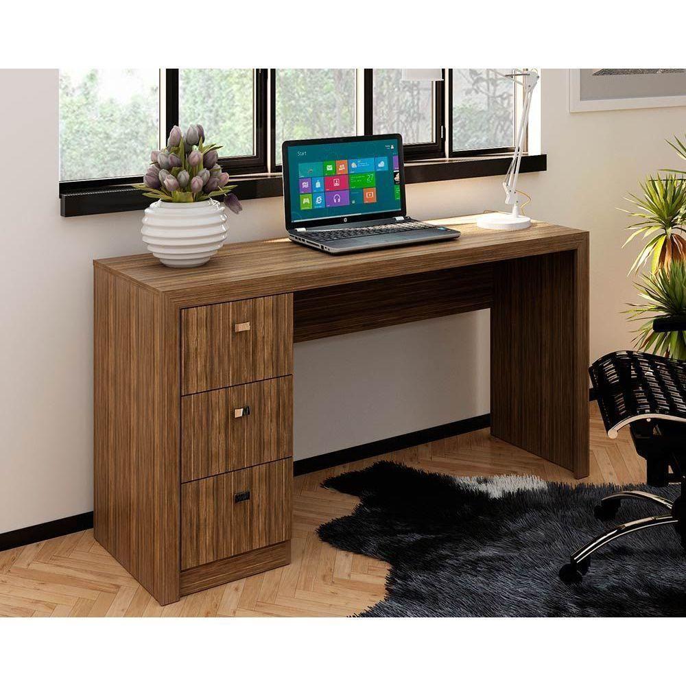 Mesa Escrivaninha Juvenil ME4102 c/ 3 Gavetas Nogal - Tecno Mobili - 1