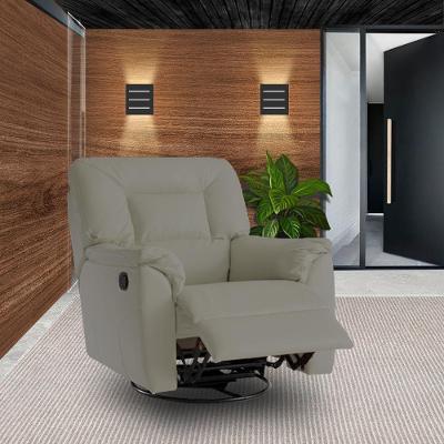 Poltrona Reclinável Giratória Doha Couro Avelã G43 Conforto para Sala Gran Belo