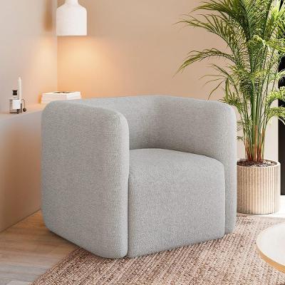 Poltrona Decorativa Trinidad para Sala de Estar Bouclê Cinza Gran Belo