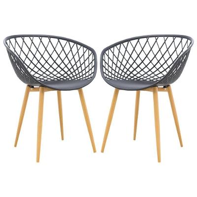 Kit 2 Cadeiras Decorativas Ápeiron G56 para Sala de Estar Plástico Preto Gran Belo