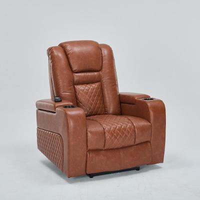 Poltrona do Papai Elétrica Chicago G94 com Massagem Aquecimento Usb Pu Caramelo Gran Belo