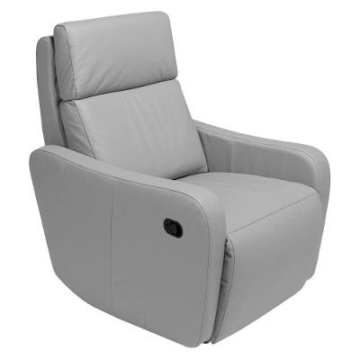 Poltrona Decorativa Reclinável Manual Moroni Couro Cinza G43 Gran Belo