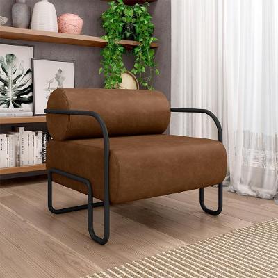 Poltrona Decorativa Polatsk G33 Sala de Estar Couro Sintético Marrom Gran Belo