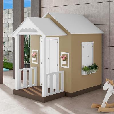 Casinha de Brinquedo com Varanda e Cerca L12 Bege MDF Criança Feliz