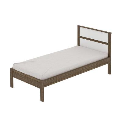 Cama de Solteiro Cm8004 com Espaço para Cama Auxiliar Mdp Nogal-Branco Gran Belo