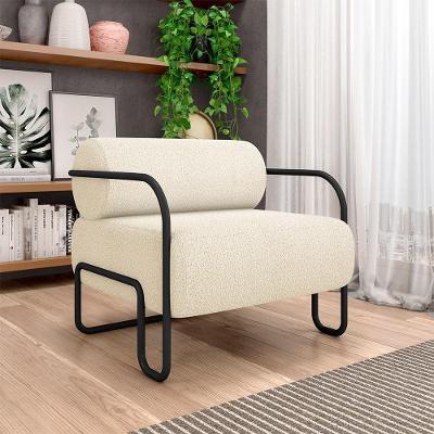 Poltrona Decorativa Polatsk G33 Sala de Estar Bouclê Confortável Off White Gran Belo