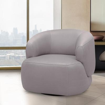 Poltrona Decorativa Verona G88 Sala de Estar Couro Avelã com Base Giratória em Aço Gran Belo
