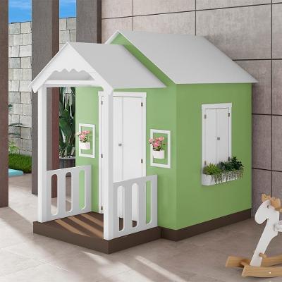 Casinha de Brinquedo com Varanda L12 em MDF Branco-verde Infantil Criança Feliz
