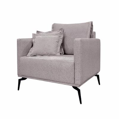 Poltrona Decorativa Stagno G63 Linho Areia Rústico com Almofadas Gran Belo