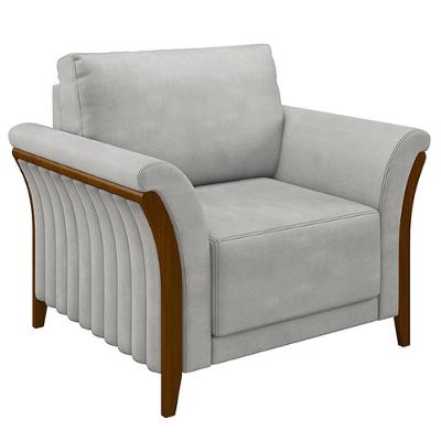 Poltrona Decorativa Market Veludo Assento Macio Cinza G45 Gran Belo
