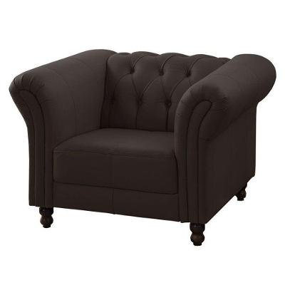 Poltrona Decorativa Maggiore G58 para Sala de Estar Couro Marrom com Pés Torneados Gran Belo