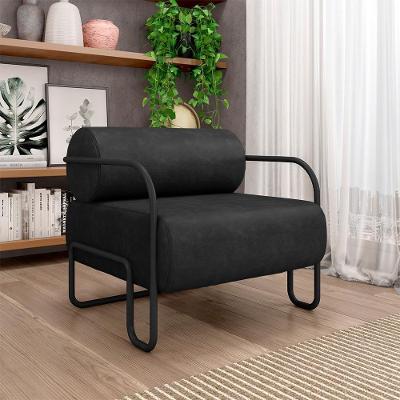 Poltrona Decorativa Polatsk G33 Sala de Estar Couro Sintético Preto Gran Belo