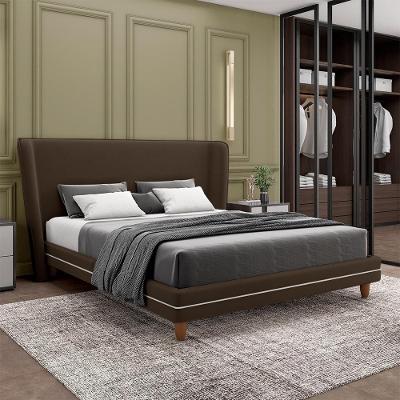 Cama Box Casal Torres G91 com Cabeceira Pés em Madeira Veludo Marrom Gran Belo