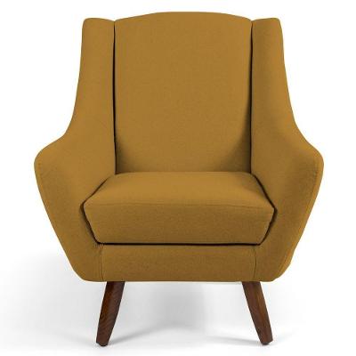 Poltrona Decorativa Naomi em Veludo para Sala de Estar Mostarda Escuro G15 Gran Belo