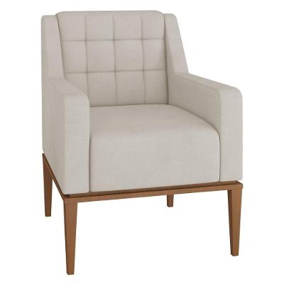 Poltrona Decorativa Madonna Sala de Estar Suede Bege com Assento Fixo Gran Belo