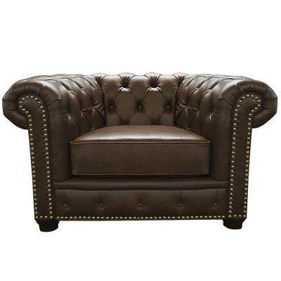 Poltrona Chesterfield G40 para Sala de Estar Couro Marrom Confortável Gran Belo