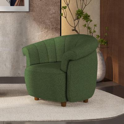 Poltrona Decorativa Latvia G45 em Linho Verde com Pés Palito de Madeira para Sala Gran Belo