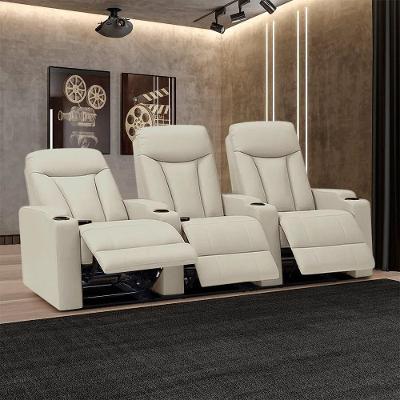 Poltrona 3 Lugares Califórnia Reclinável Manual Pu G94 Cinza com Porta Copos Gran Belo