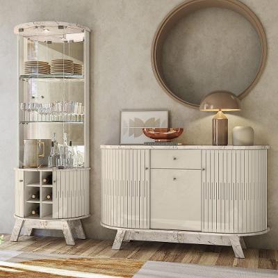 Conjunto Buffet com Cristaleira Robert-deker G97 Mdp Calacata-offwhite Gran Belo