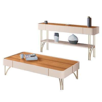 Conjunto Aparador e Mesa de Centro Vivant Cadenza 160cm Off White Cinamomo Gran Belo
