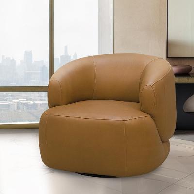 Poltrona Decorativa Verona G88 Sala de Estar Couro Caramelo Base Giratória Gran Belo