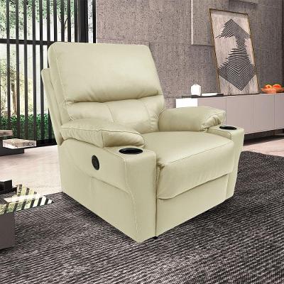Poltrona do Papai Mia G40 Reclinável Retrátil Power Elétrico Couro Off White Gran Belo