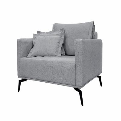 Poltrona Decorativa Stagno G63 em Linho com Pés em Aço Confortável Cinza Gran Belo