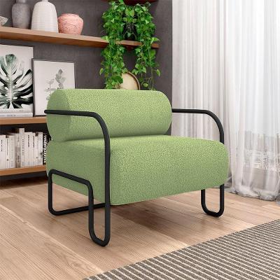 Poltrona Decorativa Polatsk G33 para Sala de Estar Bouclê Verde Oliva Gran Belo