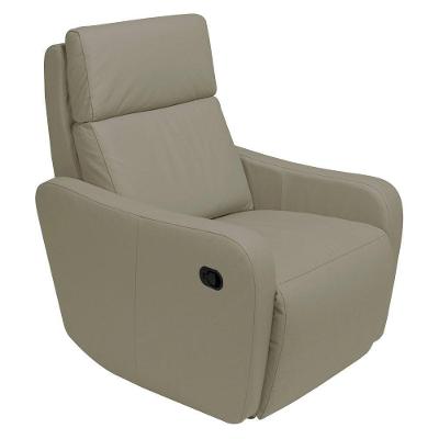 Poltrona Decorativa Reclinável Manual Moroni Couro Avelã G43 para Sala de Estar Gran Belo