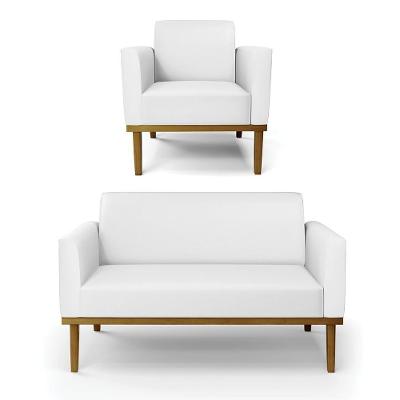 Conjunto Poltrona e Namoradeira Isabella G19 em Corino Branco Gran Belo