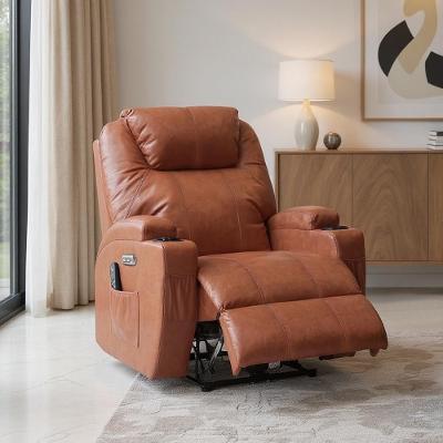 Poltrona Reclinável Elétrica Vector G94 com Massagem Aquecimento Pu Caramelo Gran Belo