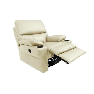 Poltrona Reclinável Elétrica Mia Power Elétrico G40 Couro Off White para Sala de Estar Gran Belo