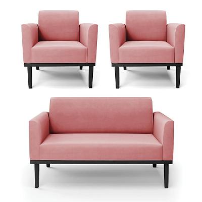 Conjunto 2 Poltronas e 1 Namoradeira Isabella G19 Suede Rose para Sala de Estar Gran Belo
