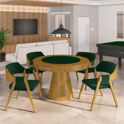 Conjunto Mesa de Jogos Bellagio G42 Madeira 110cm Verde-mel Gran Belo