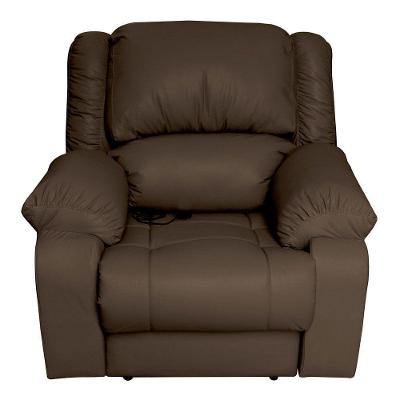 Poltrona Reclinável Elétrica Magnum G23 com Massagem Usb Couro Sintético Marrom Fosco Gran Belo